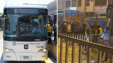 Metropolitano: personal de seguridad protesta por falta de pago en estación Naranjal y bloquea la vía
