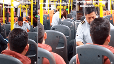 Captan a cobrador de bus con camisa de piloto y usuarios bromean: “Con El Chino vuelas”