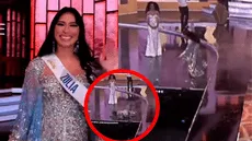 ¡Terminó en el piso! Miss Zulia, Maria Peinado, sufre bochornosa caída en la final del Miss Venezuela 2024