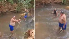 Hombre trató de imitar a Tarzán, pero protagonizó caída viral: "Tiene la risa de Chita"