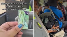Mujer dejó caer billete de S/10 para ayudar a hombre en bus y genera reacciones: "Empatía"