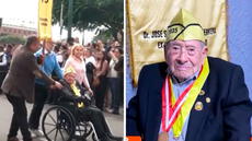 ¡Increíble! Adulto mayor de 108 años emociona a estudiantes al participar en desfile escolar en la Plaza de Armas de Trujillo
