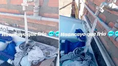 Mujer deja abierto el caño para lavar su ropa, pero el agua se congela ante el intenso frío en Huancayo: “Diosito, cierra el refri”
