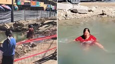 Peruana deja en shock a usuarios de TikTok luego de bañarse en medio de una construcción: “No era una piscina”
