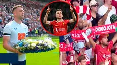 Capitán del Preston lleva corona de flores a la hinchada del Liverpool en homenaje a Diogo Jota y André Silva