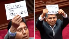 Congresistas Wilson Quispe y Jaime Quito protestan en plena votación para la Mesa Directiva: "Puno se respeta (...) abajo la dictadura"