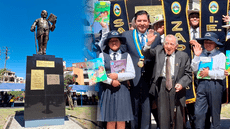 Inauguran en Arequipa monumento para creador del libro Coquito: "Gracias por este homenaje en vida"