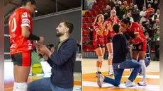 Voleibolista peruana Zoila La Rosa recibió emotiva propuesta de matrimonio durante un partido en Francia
