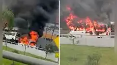 Conductor incendia su miniván para evitar ser fiscalizado por ATU en San Borja Conductor incendia su miniván para evitar ser fiscalizado por ATU en San Borja