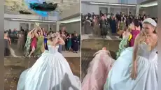 Novia termina en el suelo tras pelea entre sus invitadas por el ramo de flores en plena boda en México
