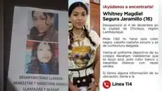 Buscan a menor de 16 años desaparecida: fue vista por última vez cuando se dirigía a su colegio en Chiclayo