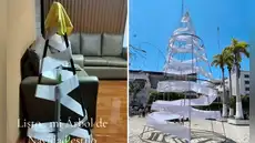 Joven replica en casa árbol navideño 'estilo Chiclayo' con escobas y papel higiénico, y redes estallan: "Invirtió S/20.000"