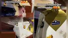 Peruana recibe panetones aplastados por encomienda y redes no perdonan: "Los recibió en PDF"