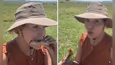 Maritere sorprende al aparecer comiendo una pierna de pollo con las manos