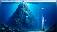 La montaña submarina descubierta por científicos que supera la altura del rascacielos más alto del mundo por más de 2.000 metros