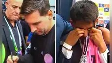 Messi firmó la camiseta a Pol Deportes y joven narrador rompió en llanto
