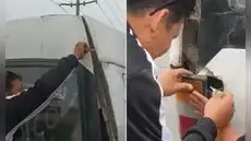 Conductor peruano provoca risas al 'reparar' autopartes de una combi con pegamento instantáneo: “Díganme que es IA”