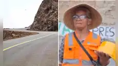 Mujer en Jicamarca coloca señalización vial por su cuenta debido a la ausencia de las autoridades: ''Yo hago mi inversión propia''