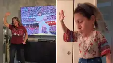 Mujer que se volvió viral por bailar 'Safaera' de Bad Bunny reaparece en redes disfrutando del Super Bowl 2026: “Debió estar en la casita”