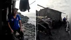 Hombre vive desde hace 26 años frente al mar en una casa que construyó con palos