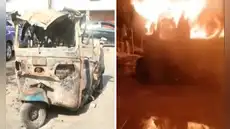 Incendian dos mototaxis en Villa El Salvador: fuego alcanzó una vivienda y dejó herida a una joven