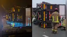 Camión se despista en la Panamericana Norte y bloquea un tramo del puente Habich en San Martín de Porres