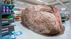Como no pudieron quitarla, construyeron un supermercado a su alrededor: una roca gigante de la última era glacial