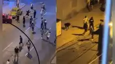 Presuntos hinchas de la "U" y Sporting Cristal protagonizan violento enfrentamiento en plena vía pública en Breña Presuntos hinchas de la "U" y Sporting Cristal protagonizan violento enfrentamiento en plena vía pública en Breña