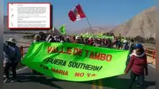 Tía María: Minem anula permiso de explotación y devuelve proyecto de cobre a evaluación