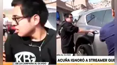Streamer Sacha intentar subir a carro Acuña, pero seguridad lo deja en la calle