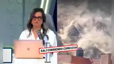 Mujer sorprende a periodistas tras sismo: "Estaba en la ducha y salí corriendo como Eva"