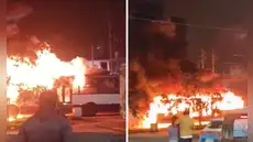 Bus del Corredor Morado se incendia en la av. Wiesse de San Juan de Lurigancho y genera alarma en transeúntes