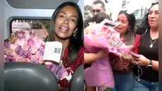 ¡Como una diva! Shirley Arica salió de ‘La granja VIP Perú’ solo a votar y sus fans la llenaron de regalos y abrazos