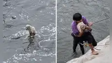 Joven arriesga su vida y salva a perrito que cayó al río Rímac: "Lo vi y solo pensé en rescatarlo"