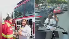 Mujer en Surco genera indignación por impedir paso de bomberos tras discutir con su pareja: "Que me lleve la ambulancia"