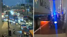 Congestión vehicular en Vía Evitamiento por accidente: estudiante muere tras chocar contra tráiler