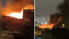 Fuerte incendio consume viviendas en Villa El Salvador: 9 unidades de bomberos atienden la emergencia