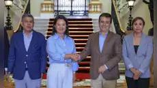 Keiko Fujimori se reúne en Palacio de Gobierno con Tomás Gálvez y Patricia Benavides