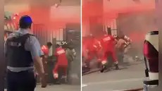 Bombero resulta gravemente herido tras ser lanzado por los aires por explosión durante incendio en barbería del Cercado de Lima