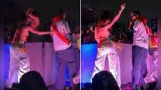 Korina Rivadeneira es ignorada por vocalista de Rawayana durante concierto