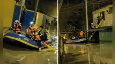 Rescatistas usaron botes inflables para evacuar a vecinos atrapados por lluvias