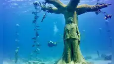Chipre quería un bosque submarino y sumergió 93 esculturas: ahora árboles de hormigón emergen desde el lecho marino