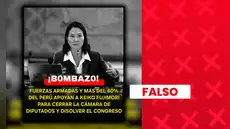 Es falso que más del 80% de los peruanos y las Fuerzas Armadas apoyen a Keiko Fujimori y la disolución del Congreso