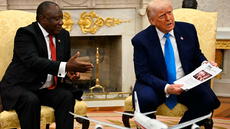 Trump Shows South African President Videos Promoting False 'White Genocide' Claims in a Heated Talk