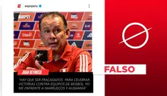 Juan Reynoso no declaró supuesta crítica contra Jorge Fossati ni ESPN expuso esta gráfica