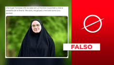 Es falsa esta imagen de una mujer francesa que se casó con un musulmán y es sometida a la ley islámica