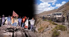 Aimaras impiden el paso del convoy de vehículos militares hacia Puno