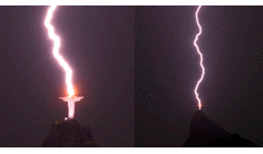 Fotógrafo captó el momento en que un rayo impactó en la cabeza del Cristo Redentor