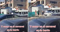 Combi se detiene a recoger pasajeros en el Callao y vecinos aprovechan para mojarlos a todos