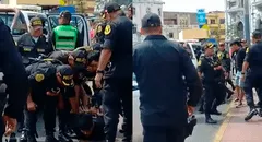 Marcha en Lima: PNP detiene a ciudadano que protestaba en plaza Dos de Mayo